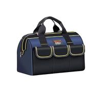 Wide Mouth Tool Bag - Oxford Cloth + Metal 31x17x23cm | Water Resistant Tool Carrying Bag, Multi-Pocket Storage Pouch For Maintenance, Electricians, And Woodworking