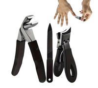 Wide Opening Toe Nail Cutter Set | Wide Opening Toe Cutters With Nail File | 3x Heavy Duty Trimming Kit For Nails, Pointed Nail Cutters For Men Women