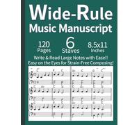 Wide-Rule Music Manuscript - 120 Blank Staff Paper for Easy Reading & Writing 8.5x11 English: Large Print Blank Music Manuscript for Adults with Low ... (Green) (Clef & Staff Music Notebooks)