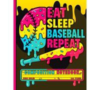 Wide Ruled Lined Journal with Melting Ice Cream Baseball Graphic: Funny Eat Sleep Baseball Repeat Composition Notebook for Boys, Kids and Athletes - Neon Slime Drip Sports Equipment Grid Notepad