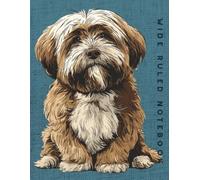 Wide Ruled Notebook: Brown and White Lhasa Apso Dog