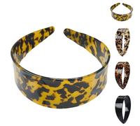 Wide Tortoise Shell Headband with Teeth Grip - Premium Tortoise Headbands for Women - Thick Non Slip Flexible Resin Hair Band for Daily Commute & Styling (Yellow Tortoiseshell)