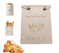 Wide Zipper Access Cotton & Beeswax Bread Bags for Sourdough, Reusable Natural Cotton Bread Bags, Eco-Friendly Keeps Breads Fresh, Large Capacity Portable, for Bread, Fruits (1 Pcs)