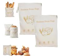 Wide Zipper Access Cotton & Beeswax Bread Bags For Sourdough,Reusable Natural Cotton Bread Bags Fridge-Safe, for Bread, Fruits, Eco-Friendly Fresh (2pcs)