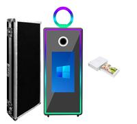 WideMeet Cabina de fotos con espejo de 65 pulgadas, portátil, pantalla táctil de 43 pulgadas, máquina de espejo mágico para bodas, fiestas, eventos (máquina blanca, máquina de fotobooth + mini