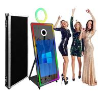 WideMeet Cabina de fotos de espejo de 65 pulgadas, portátil, pantalla táctil de 43 pulgadas, máquina de cabina de espejo mágico para bodas, fiestas, eventos (máquina negra, máquina de pantalla de
