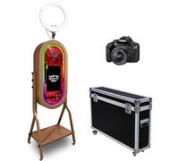 WideMeet Cabina de fotos portátil con espejo mágico con pantalla táctil de 21.5 pulgadas, embalaje de funda de vuelo, cabina de fotos con espejo para selfie, cabina de fotos para bodas, fiestas