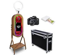WideMeet Cabina de fotos portátil con espejo mágico con pantalla táctil de 21.5 pulgadas, embalaje de funda de vuelo, cabina de fotos con espejo para selfie, cabina de fotos para bodas, fiestas