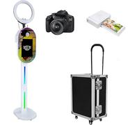 WideMeet Cabina de fotos portátil con pantalla táctil de 15.6 pulgadas, máquina de cabina de fotos réflex digital para bodas, fiestas, eventos (máquina blanca, juego completo)