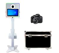 WideMeet Cabina de fotos portátil DSLR para boda, marco LED, espejo con pantalla táctil de 15.6 pulgadas con funda de vuelo para fiestas y eventos (máquina blanca, cabina de fotos + cámara)