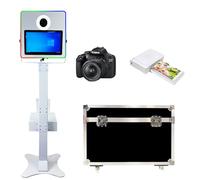 WideMeet Cabina de fotos portátil DSLR para boda, marco LED, espejo con pantalla táctil de 15.6 pulgadas con funda de vuelo para fiestas y eventos (máquina blanca, juego completo)