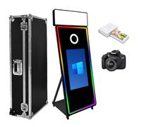 WideMeet Cámara de fotos portátil con pantalla táctil de 43 pulgadas, máquina para selfie, con funda de vuelo, para bodas, fiestas, eventos, color negro