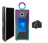 WideMeet Espejo para cabina de fotos con marco LED, pantalla táctil portátil, máquina de cabina de espejo mágico para eventos de fiesta de boda (máquina blanca, cabina de fotos de 65 pulgadas +
