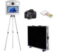 WideMeet Espejo para fotomatón de fotos con pantalla táctil LCD de 15.6 pulgadas, cámara elevable, cabina de fotos para bodas, fiestas, eventos (máquina de fotomatón + impresora + cámara)