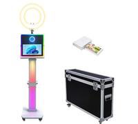 WideMeet Máquina de fotomatón DSLR con pantalla táctil de 15.6 pulgadas, cabina de fotos selfie de impresión instantánea incluye anillo de luz RGB y funda de vuelo para bodas, fiestas, eventos (negro