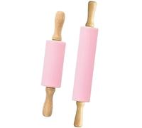WideSmart 2 Pcs Rodillo de Amasar,Rodillo Cocina Mini Rodillos de Silicona con Mango de Madera Rodillo de Silicona Antiadherentes Rodillo de Amasar de Silicona para Hornear Rodillo para Repostería