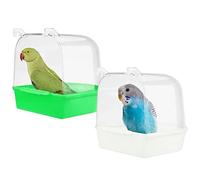 WideSmart 2pcs Bañera para Pájaros,Baño de Loros Caja de Ducha Colgante de Loro Jaula de Bañera de Pájaros con Ganchos Suministros para Jaulas de Pájaros para Canarios Periquitos y Loro
