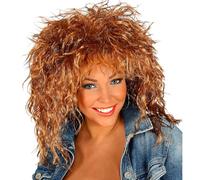 WIDMANN 00629 - Peluca de estrella de rock de los años 80 para mujer, color marrón, para fiesta temática, carnaval, Halloween