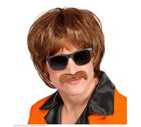 Widmann 00635 - Peluca de hombre de los años 60 con bigote, color marrón, talla única