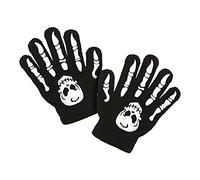 WIDMANN 02421 - Guantes de esqueleto con el cráneo, tamaño infantil, un tamaño, negro