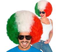 Widmann 03001 03001 - Peluca rizada de Italia, color rojo, blanco y verde, artículo para aficionados, Copa del Mundo, EM, vista pública, fútbol, unisex, para adultos, multicolor, talla única