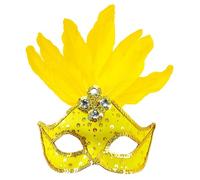 WIDMANN 03866 - Máscara De Brasil Para Mujer Adulta, Con Lentejuelas, Gemas Y Plumas, Carnaval Brasileño, Fiesta, Neón, Espectáculo, Color Amarillo Fluorescente