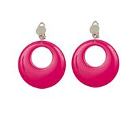 WIDMANN 05839 - Par de pendientes para mujeres adultas, años 80, discoteca, neón, carnaval, fiestas temáticas, color rosa fluorescente