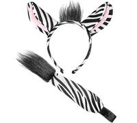 Widmann 09732 - Set de orejas y cola de cebra para mujer, color blanco/negro, talla única , color/modelo surtido