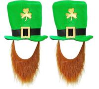 Widmann 09840 St. Patrick ́s Day Cilindro con barba, para hombre, verde, talla única, color/modelo surtido (Paquete de 2)