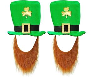 Widmann 09840 St. Patrick ́s Day Cilindro con barba, para hombre, verde, talla única, color/modelo surtido (Paquete de 2)