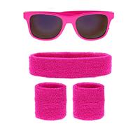 Widmann 10272245DY - Accesorios de los años 80, bandas para el sudor y gafas, carnaval, disfraces de carnaval, accesorios de chándal, rosa, talla única