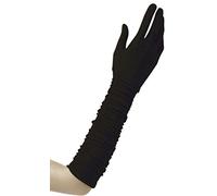 WIDMANN 1443P - Guantes Largos Plisados, Mujer Adulta, Años 20, 30, Burlesque, Drag Queen, Show, Viuda, Carnaval, 40 Cm, Talla Única, Color Negro
