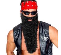 WIDMANN 2889S - Maxi Barba con Bigote, Hombre Adulto, Rockero, Biker, Carnaval, Fiestas Temáticas, Color Negro