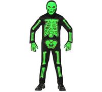 Widmann 3D Skeleton (Jumpsuit, Hooded Mask, Gloves) (128 cm / 5-7 Years) Green