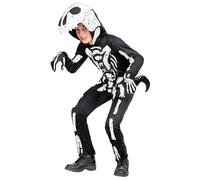 Widmann 3D Skeleton (Jumpsuit, Hooded Mask, Gloves) (158 cm / 11-13 Years) Black