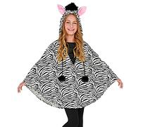 Widmann 48167 - Disfraz infantil de cebra, poncho con capucha, manta para fiesta temática, carnaval