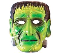 Widmann 54483 - Máscara de monstruos de plástico, 1 pieza, talla única para adultos, accesorio multicolor para carnaval y Halloween que recuerda a Frankenstein