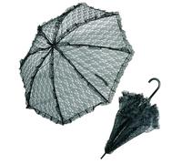 WIDMANN 6677L - Sombrilla De Encaje para Mujer Adulta, Siglo XVIII, Siglo XIX, Teatro, Noble, Viuda, Carnaval, Diámetro 83 Cm, Color Negro