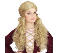 WIDMANN 74597 - Peluca Medieval para Niña, Edad Media, Nobles y Cortesanos, Carnaval, Fiestas Temáticas, Talla Única, Color Rubio