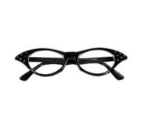 WIDMANN 96671 - Gafas Años 50 con Pedrería, Mujer Adulta, Universitaria, Rock'n'Roll, Carnaval, Fiestas Temáticas, Color Negro