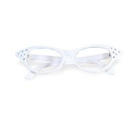 WIDMANN 96672 - Gafas Años 50 con Pedrería, Mujer Adulta, Universitaria, Rock'n'Roll, Carnaval, Fiestas Temáticas, Color Blanco