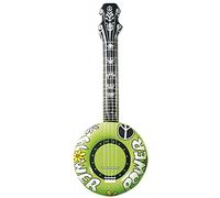 W WIDMANN MILANO Party Fashion - Banjo hinchable, 100 cm, guitarra, músico, cantante, flower power, accesorio hippie