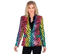 Widmann - Americana de fiesta con lentejuelas para mujer, arco iris, estampado de tigre, discoteca, bateador, chaqueta, estampado animal