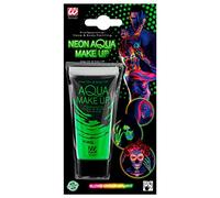 WIDMANN 09972 - Aqua Make-Up Fluorescente Adulto Unisex, En Tubo, Años 80, Dia De Los Muertos, Carnaval Brasileño, Halloween, 30 Ml, Color Verde