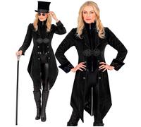 Widmann Black Velvet Gothic Coat (M) Black