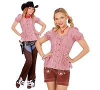 W WIDMANN MILANO Party Fashion - Blusa bávara, mujer, traje tradicional, fiesta de la cerveza, bávaro, fiesta popular, fiesta temática, carnaval, a cuadros, rojo / blanco, botones