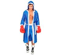 Widmann – Disfraz 51353 Bóxer con capa con capucha, cinturón y pantalones cortos, azul, Talla L