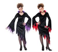 W WIDMANN MILANO Party Fashion - Disfraz infantil Dark Girl con vestido | Vestido negro con cuello blanco y mangas largas: disfraz infantil para Halloween, Carnaval y fiestas temáticas