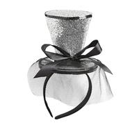 W WIDMANN MILANO Party Fashion - Diadema mini sombrero de copa glitter, con lazo y velo, sombrero, accesorio, carnaval