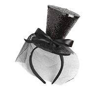 W WIDMANN MILANO Party Fashion - Diadema mini sombrero de copa glitter, con lazo y velo, sombrero, accesorio, carnaval